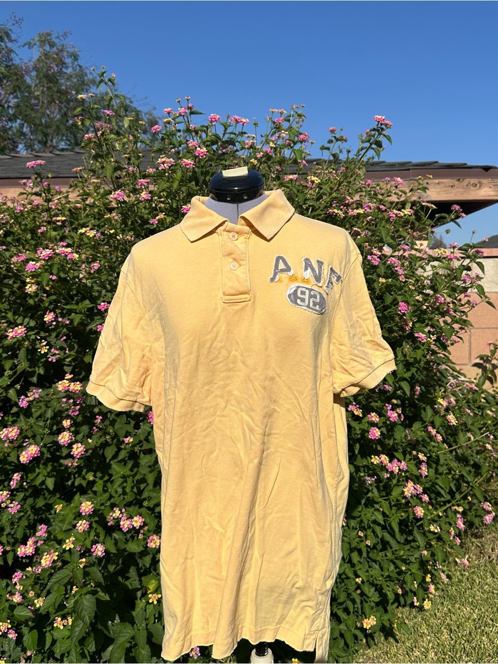 Abercrombie & Fitch Yellow Polo Shirt with Logo Size XL